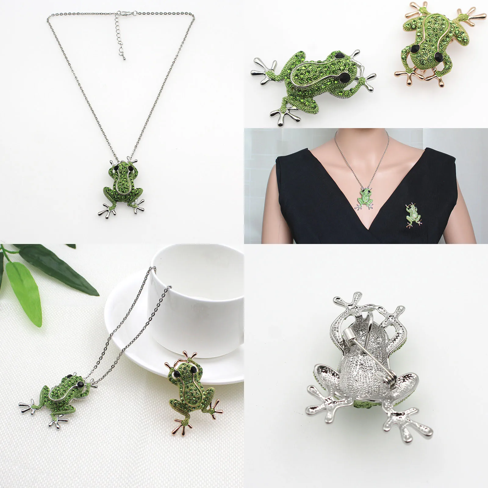 

Unisex All-Match Fashion Creative Cartoon Corsage Cute Frog Brooch Necklace Dual-Use