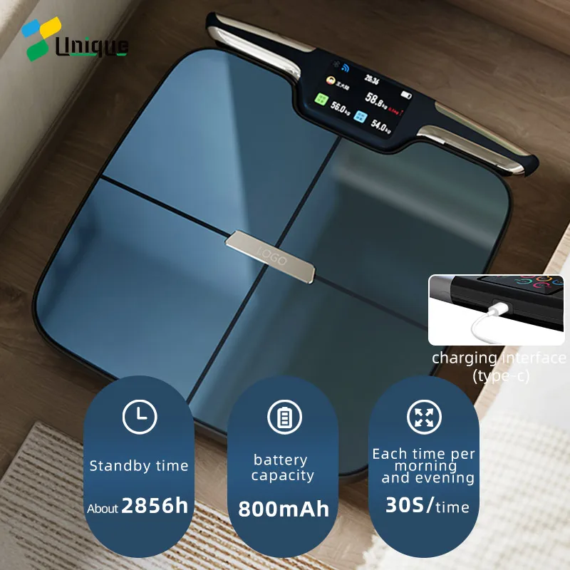 Фото Новые белые умные весы 2026 года с 8 электродами, Bluetooth и Wi-Fi, цифровые весы для фитнеса и здоровья №3