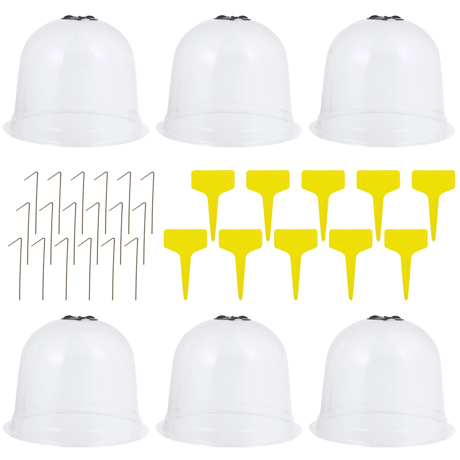 

6pcs Gardening Domes Nursery Cloche Cover Breathable Planting Cover with 10 Label Tags and 18 Ground Nails Mini Plastic