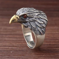 retro old eagle rings for men punk fashion domineering silver color animal open ring party holiday gift goth jewelry accessories