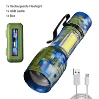 mini high power strong light flashlight usb rechargeable tactical zoom torch outdoor portable camping spotlight flash lamp