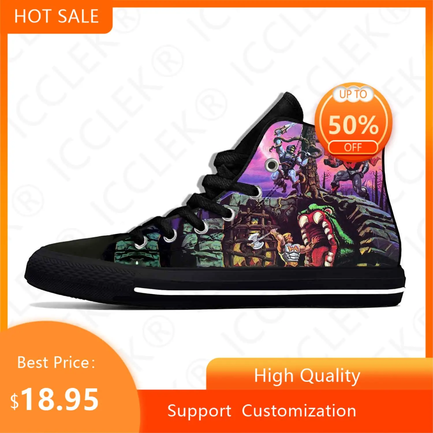 

Masters Of The Universe Cartoon Skeletor He-Man Casual Cloth Shoes High Top Lightweight Breathable 3D Print Men Women Sneakers