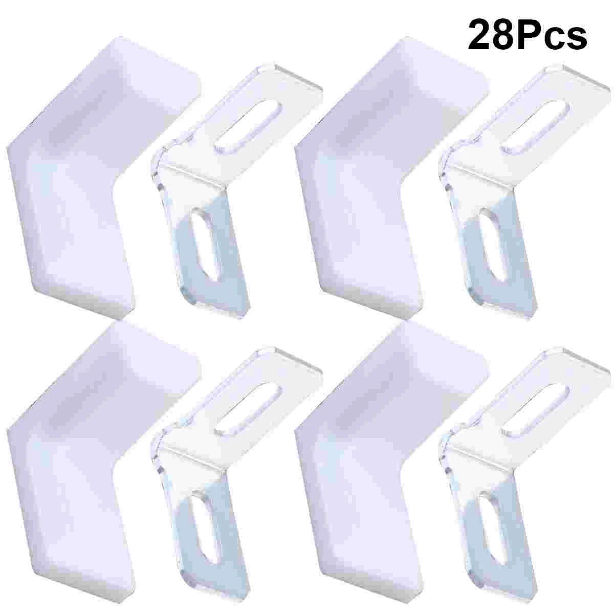 

28pcs 90 Degree Straight Angle Support Desk Chairs Reinforce Plastic Corner Furniture Fixed Angle Plastic Piece for Home (White)