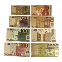 8pcset euro banknote gold foil paper money crafts collection bank note currency