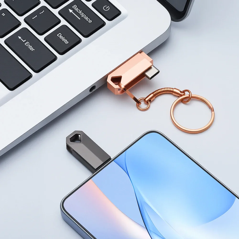 Новый металлический USB-накопитель TYPE-C, 64 ГБ, двойной флэш-накопитель USB C, 32 ГБ, FAT32, 16 ГБ, бесплатная цепочка для ключей, 8 ГБ, USB флэшка (art.: 3920cfa9ffbea) - 3920cfa9ffbea