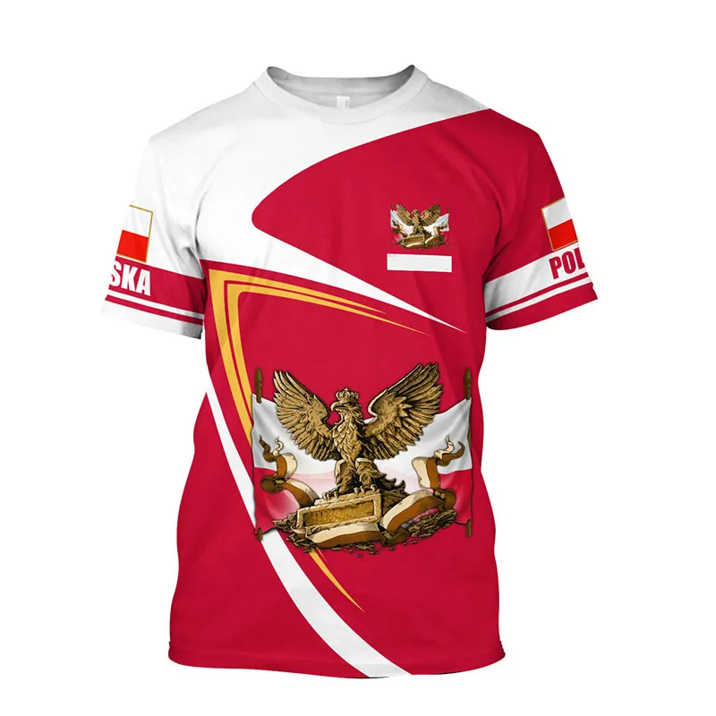 Футболка мужская оверсайз с коротким рукавом и 3D-принтом, с флагом Польши