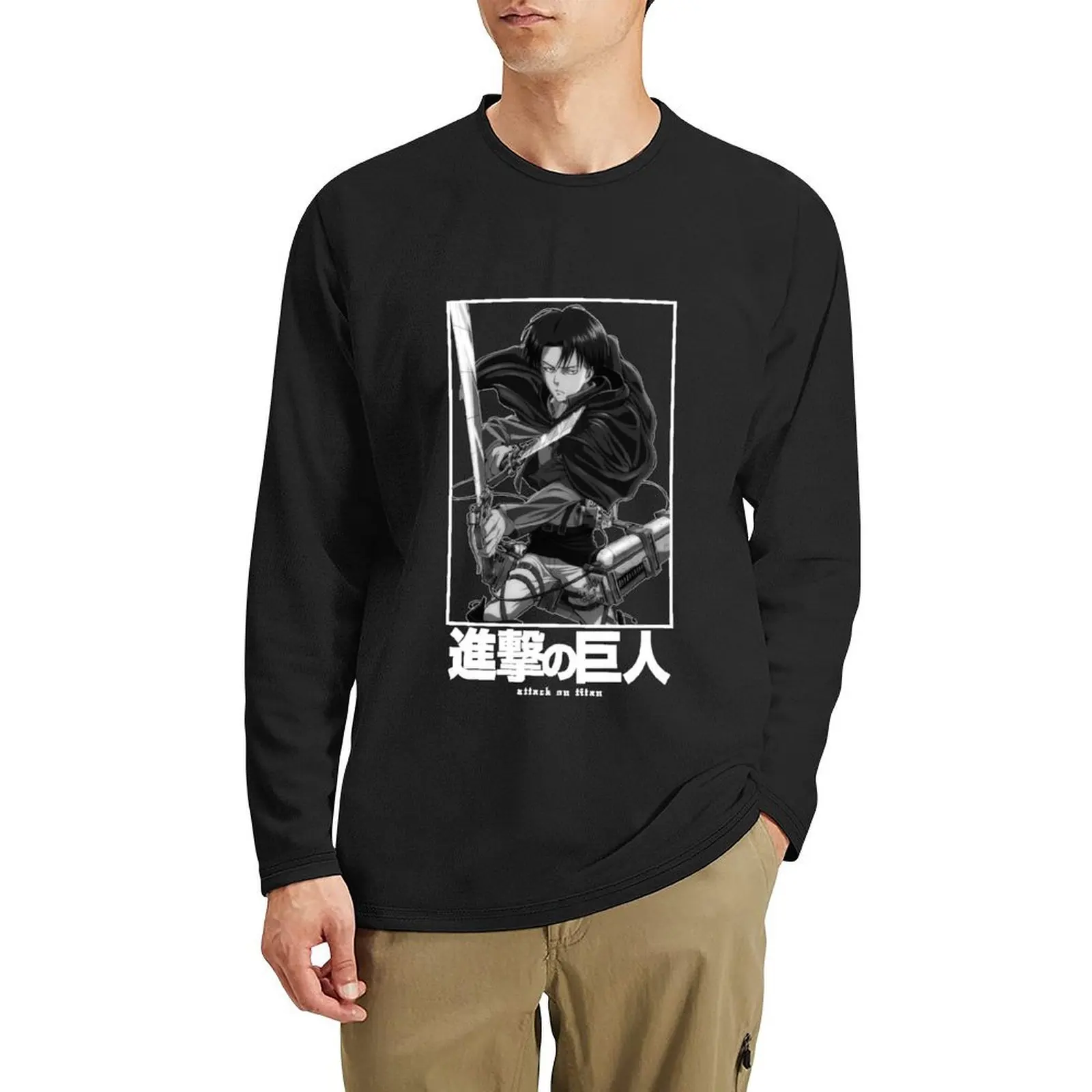 Белая забавная длинная футболка Captain Levi Attack On Itan эстетичная одежда забавные
