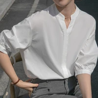 womens chic half sleeve v neck shirt summer casual thin white blouse lady streetwear elegant shirt top