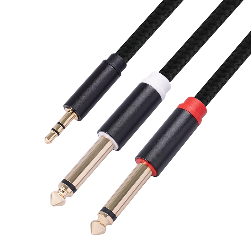 Аудиокабель 3 5 мм в два 6 35 Кабель Aux для миксера усилителя DVD-плеера динамика