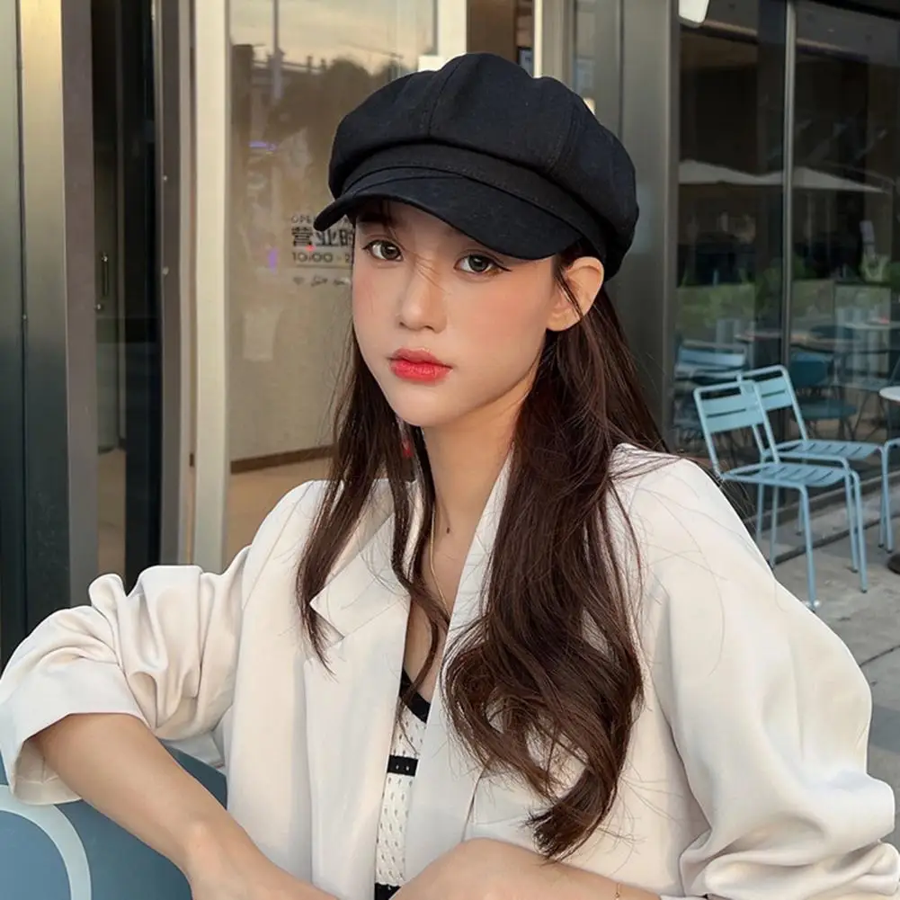 

Women Beret British Style Solid Color Keep Warm Cotton Winter Autumn Vintage Octagonal Painter Hat Fashion Accessories