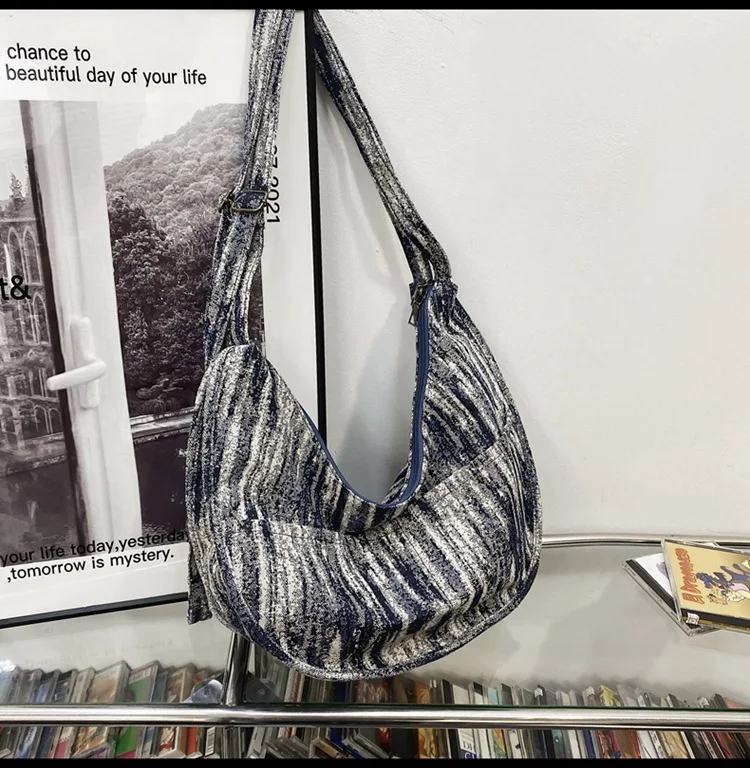 Сумка через плечо унисекс Женский мессенджер из денима вместительный саквояж на