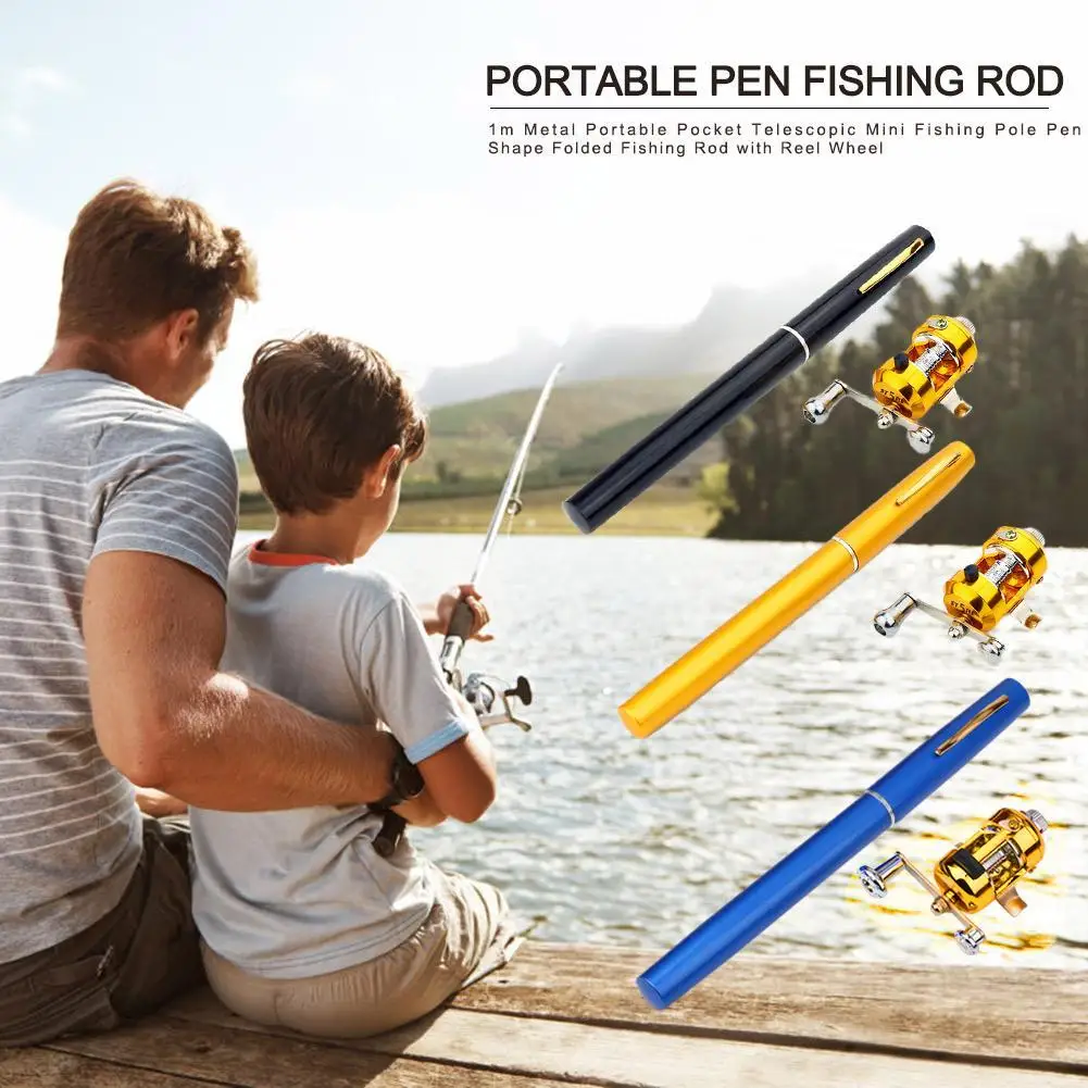 

Portable Pocket Telescopic Mini Fishing Pole Pen Shape Folded Fishing Rod with Reel