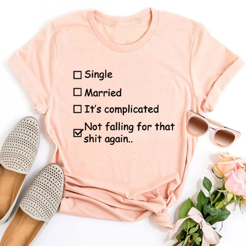 

Not Falling for The Shirt Single T-shirt Living Alone Tee Vintage Tops Aesthetic Clothes Funny Valentine's Day T-shirt