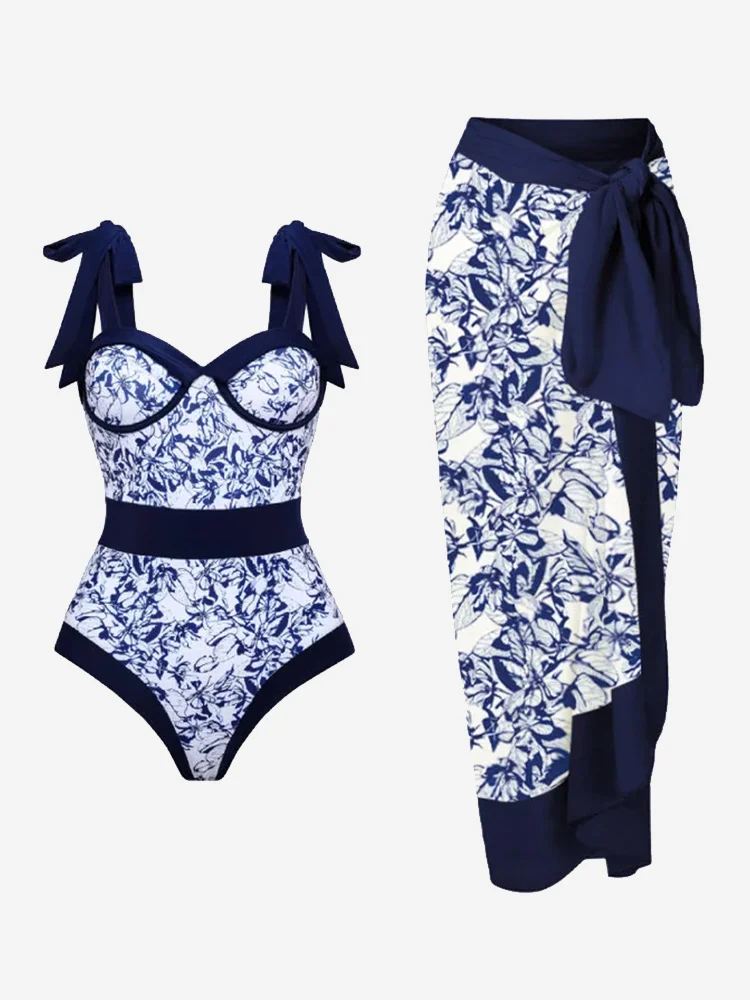 

COOBBU Print Beachwear Sexy One Piece Swimsuit 2023 Bodysuit Patchwork Bathing Suit Push Up Swimwear Women One-Piece Suits Cup