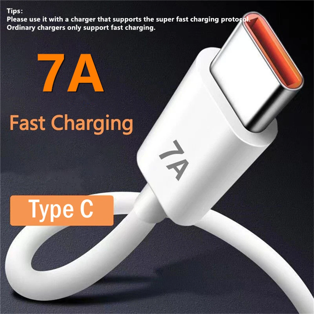 

7A USB Type C Super-Fast Charge Cable for Huawei P40 P30 Mate 40 USB Fast Charing Data Cord for Xiaomi Mi 12 Pro Oneplus Realme