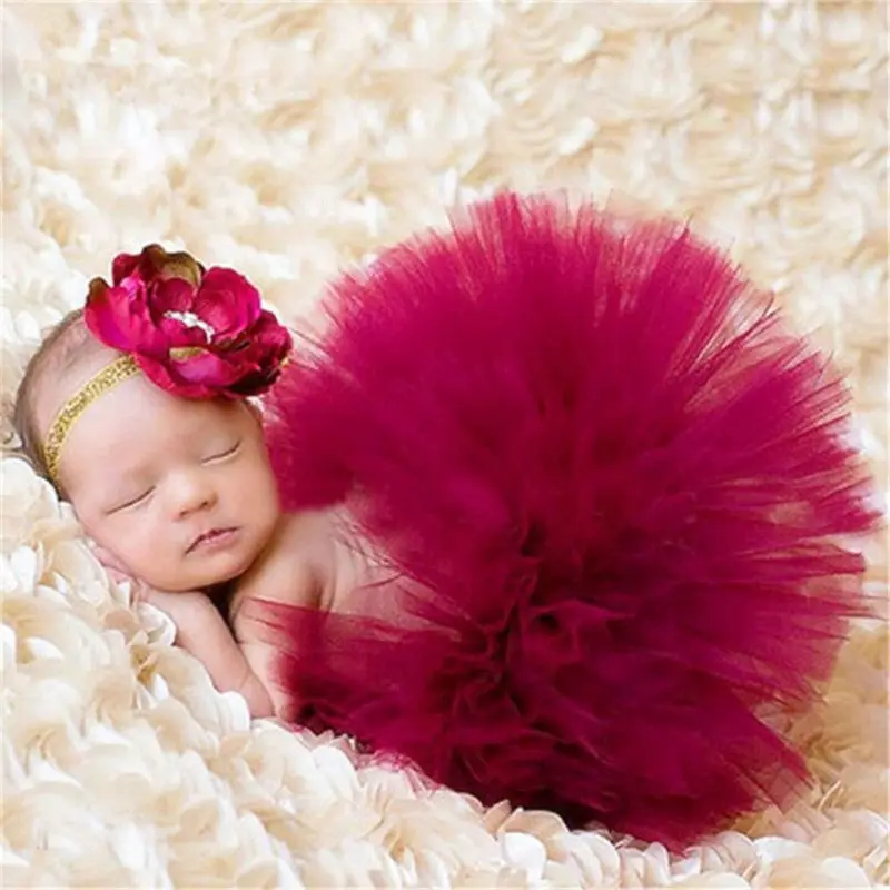 

2pcs Newborn Photography Props Baby Girls Princess Tutu Skirt Headband Girls Photo Pettiskirt Fotografia Accessories