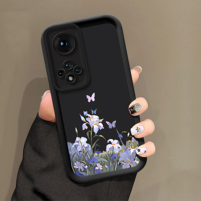 Фото Роскошный матовый мягкий чехол для телефона Huawei Nova Y90 Y70 Plus 10 9 SE 5i 7 Pro 7i, противоударный силиконовый чехол с цветочным принтом и бабочками №4