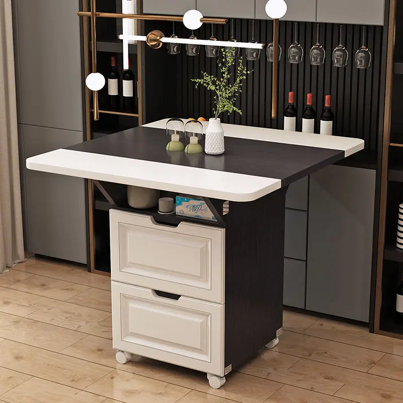 folding dining table multifunctional household small apartment movable square table kitchen living room with drawer cabinet free global shipping