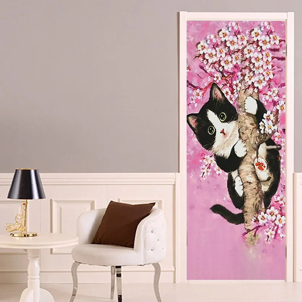 ПВХ Самоклеящиеся домашние декорации розовая дверная наклейка обои для ванной