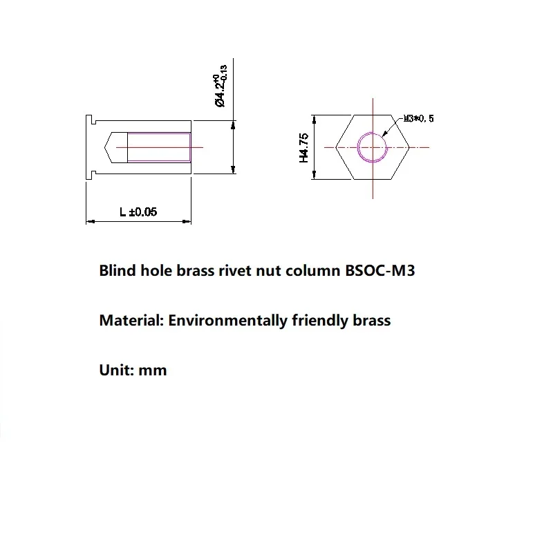 Латунное отверстие для слепых отверстий оригинальная гайка шасси листовая