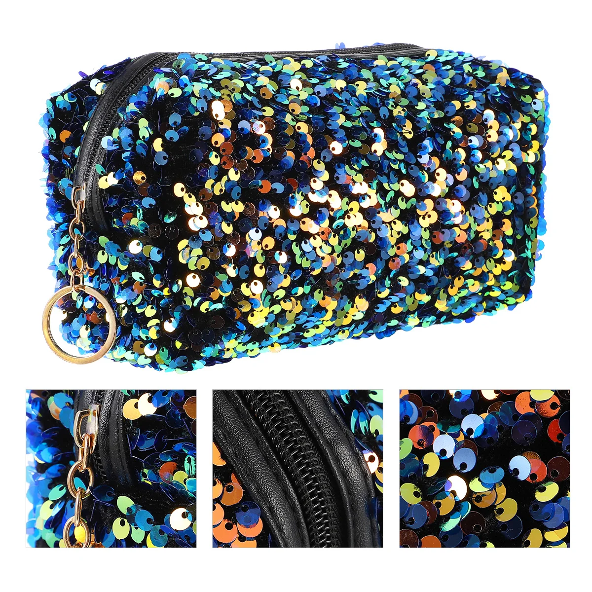 Сумка с блестками для макияжа блестящая черная сумка туалетных принадлежностей