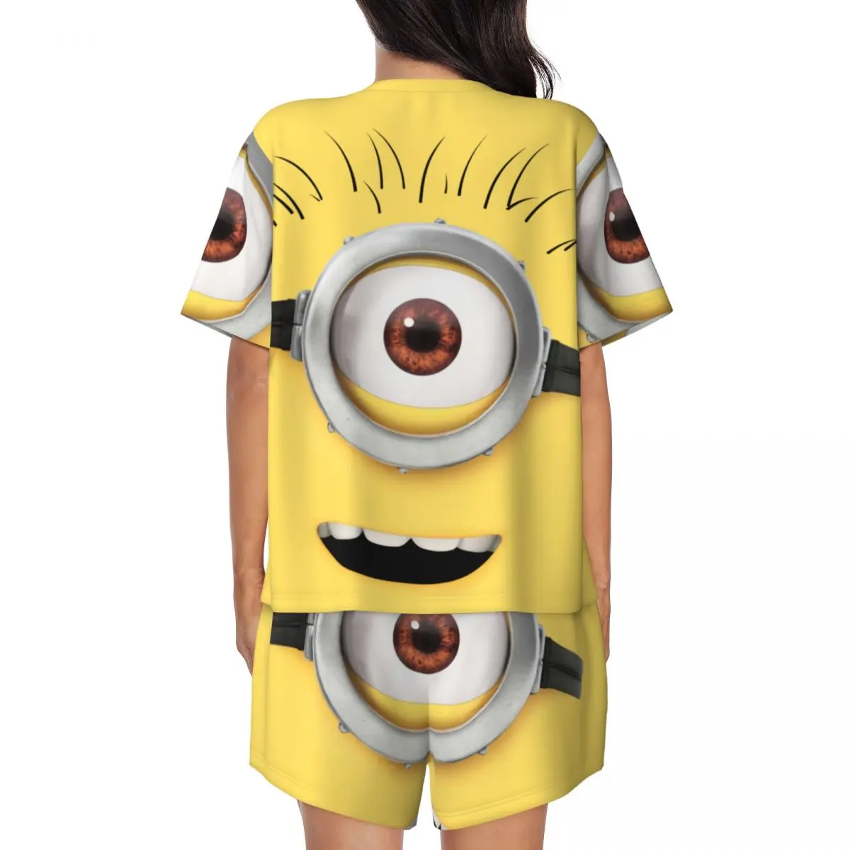 Женский пижамный комплект с мультяшным анимационным миньонами одежда для сна