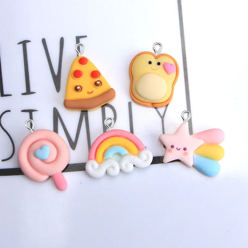 10 шт. кавайные шармы смолы леденец на палочке хлеба Радуга Подвески для