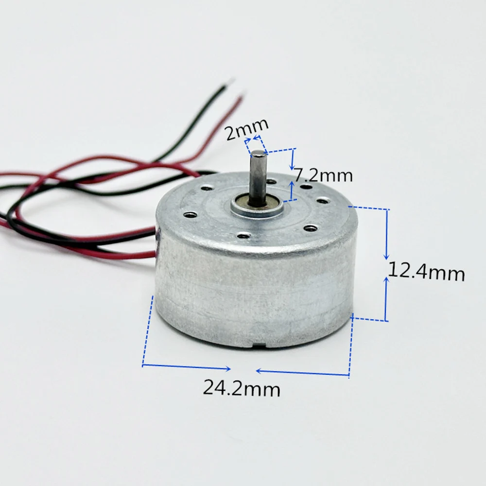 RF-300-12350 24mm Round Motor DC 1.5V 3V 4.5V 5V 6V DC Micro Mini 300 Motor for Solar Panel Low Noise DIY Toys Model