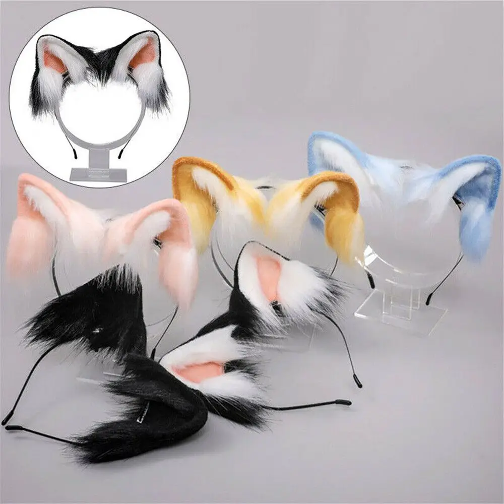 

Adult Teens Plush Furry For Anime Party Costume Fancy Dress Hairband Anime Cosplay Headwear Cat Ear Headband Hair Accessories