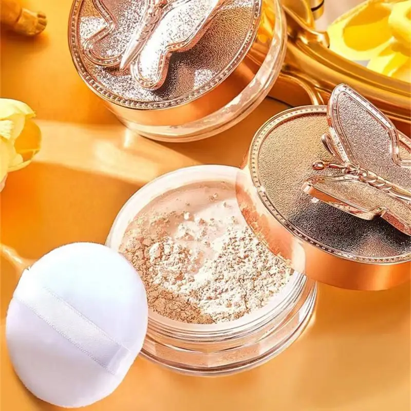 

Makeup Concealer Powder Butterfly Light Breathable Waterproof Oil Control Honey Powder With Puff Maquillaje Loose Powder