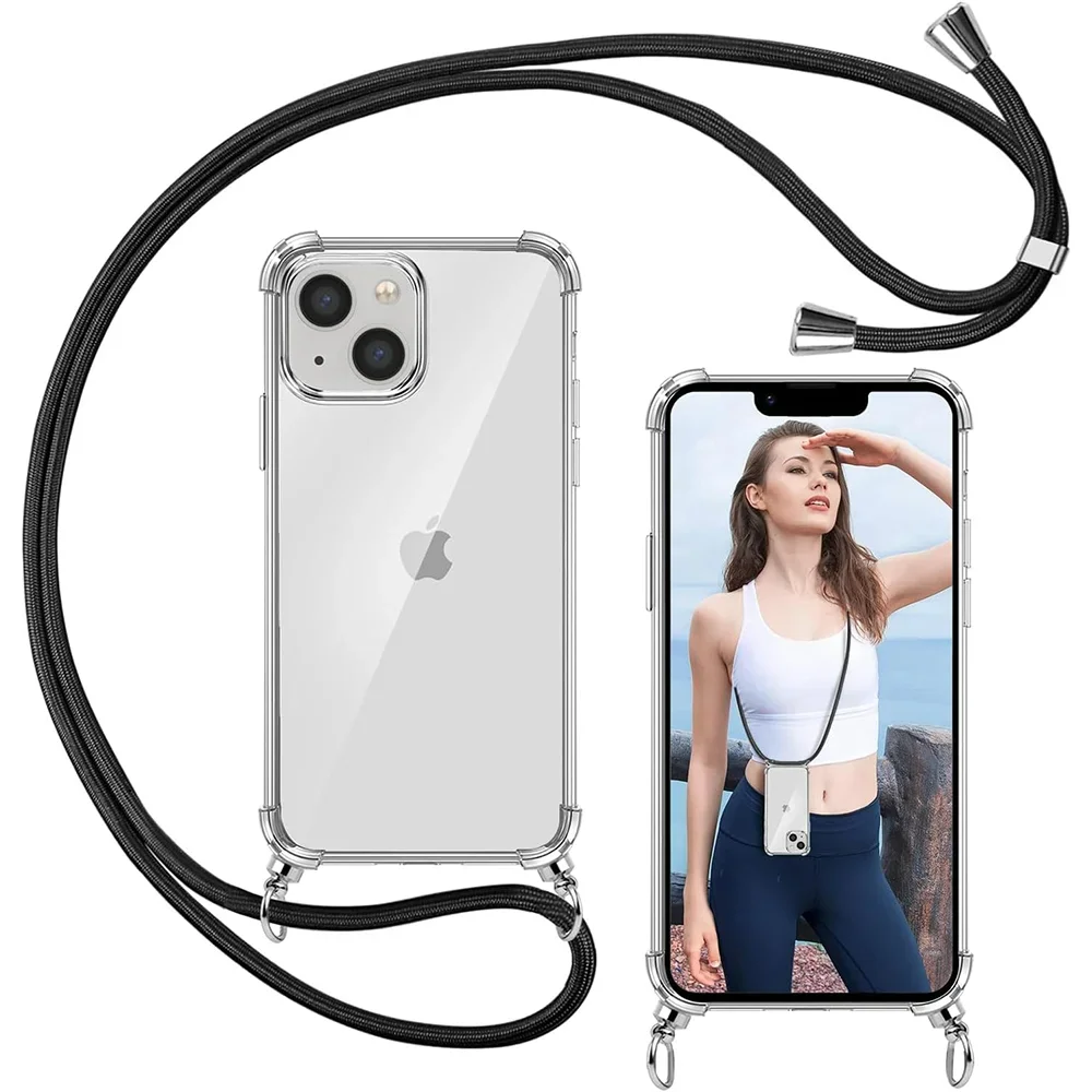 Фото Противоударный мягкий силиконовый чехол с ремешком для iPhone 17 Air 17 16 15 14 13 12 11 Pro Max, защита от царапин и падений, тонкий, легкий №2