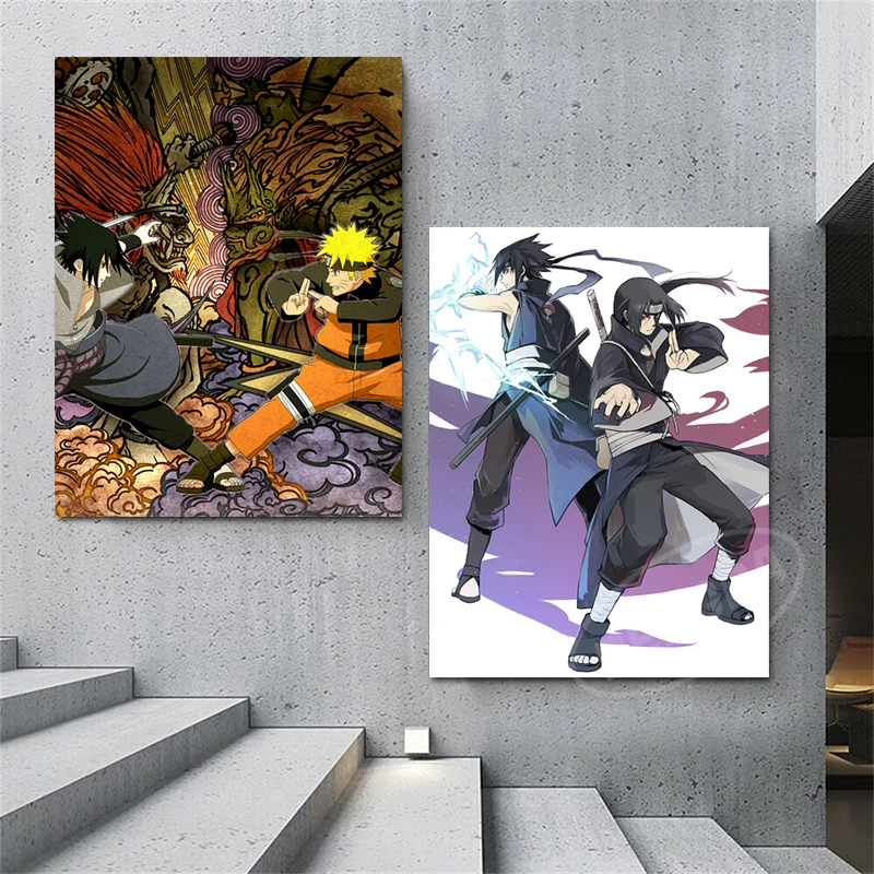

Uzumaki Naruto Modular Picture HD Uchiha Sasuke Prints Home Decor Canvas Poster Anime Painting Wall Art No Frame For Living Room