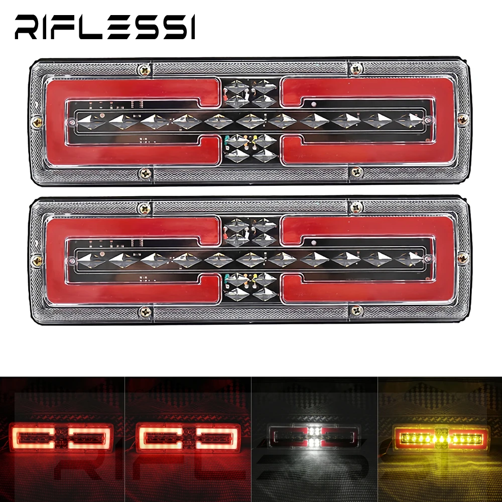 

2 x Trailer Tail Light 12V 24V Tractor Rear Light Truck Sequential Flashlight Stop Turn Signal Reverse Lamp Van Taillight