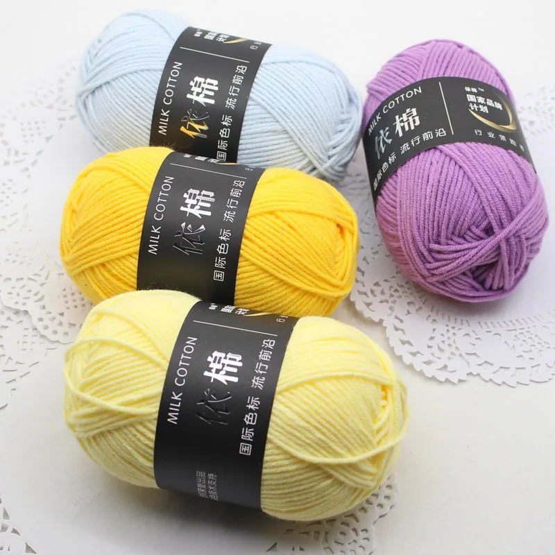 65 Colors 5 Balls Cotton Yarn for Hand Knitting Combed 4 Strands of Milk Cotton Crochet Knitting Tape Croche Threads Plush Wool images - 6