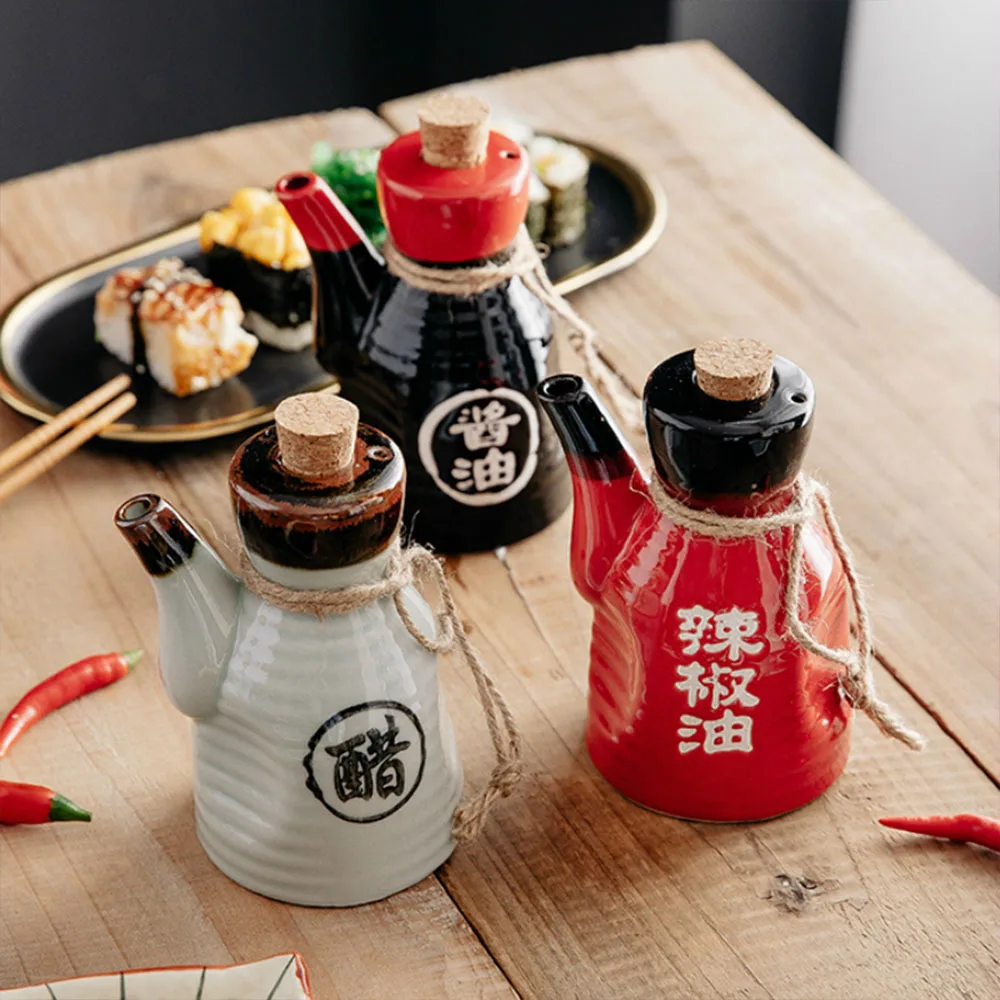 

Japanese Style Mini Ceramic Bottle Household Vinegar Pot Sushi Restaurant Soy Sauce Dispenser Liquid Cruet Kitchen Accessory