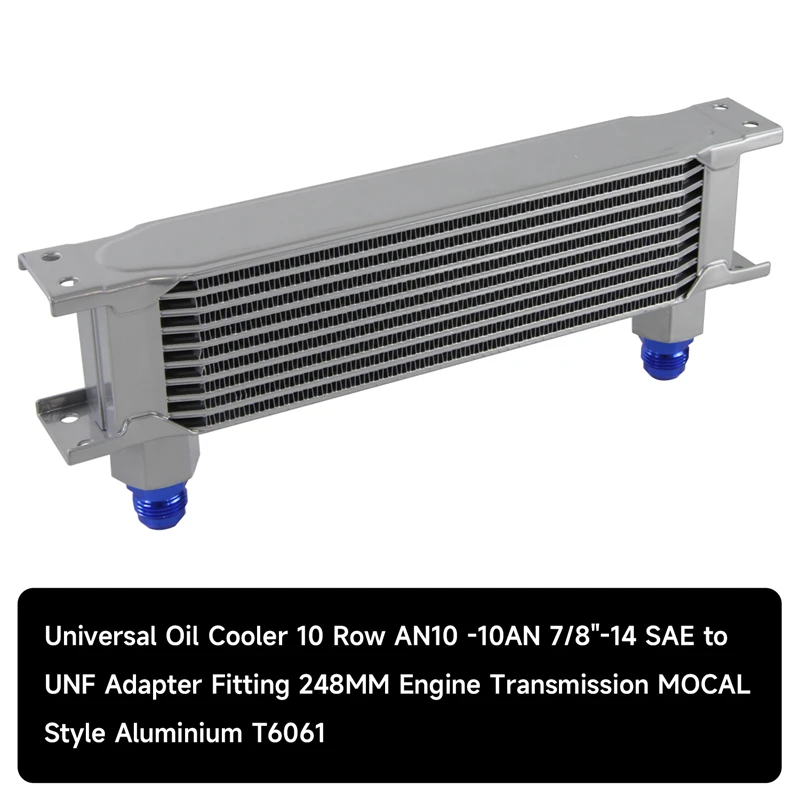 

Универсальный 10-рядный гнездовой масляный радиатор AN10 330X70X51 мм 7/8-14 переходник SAE к UNF