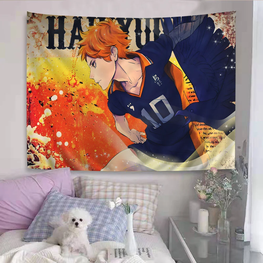 Haikyuu Богемный Гобелен Хиппи Настенный Полиэстер Хлопок Мультяшный Принт