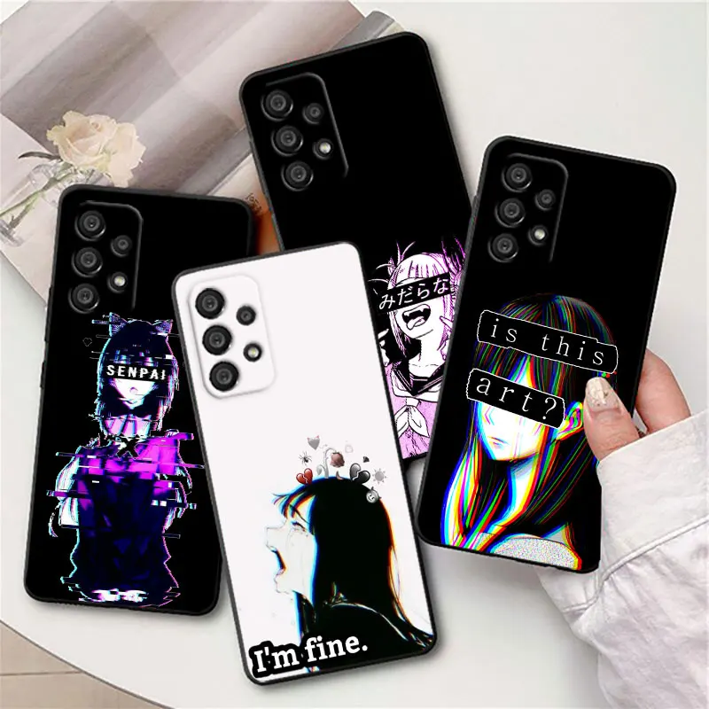 

Sad Anime Aesthetic Senpai Phone Case For Samsung j8 j7 j2 Core M13 M33 M23 M52 M32 M22 M31S M31 M21 M20 M10 Black Cover