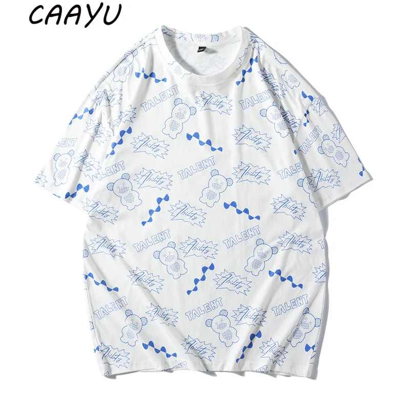 

CAAYU Men T-Shirt 2022 Summer Top Graphic Tees Anime Oversized Japanese Streetwear TShirt Male Harajuku Fashion T Shirts for Men