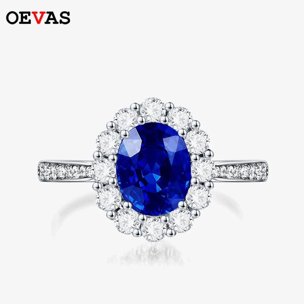 aliexpress.com - OEVAS 100% 925 Sterling Silver 7*9mm Oval Sapphire Wedding Rings For Women Sparkling High Carbon Diamond Party Fine Jewelry Gift