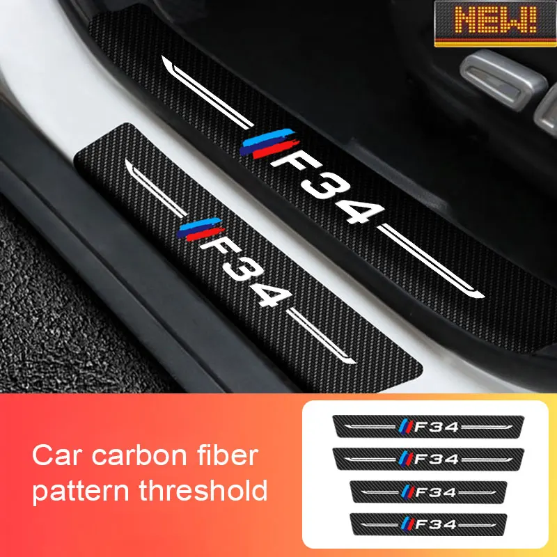 

4 Car Door Threshold Carbon Fiber Scuff Plate Sticker For BMW F34 Type Car Door Anti Scratch Auto Accessorie