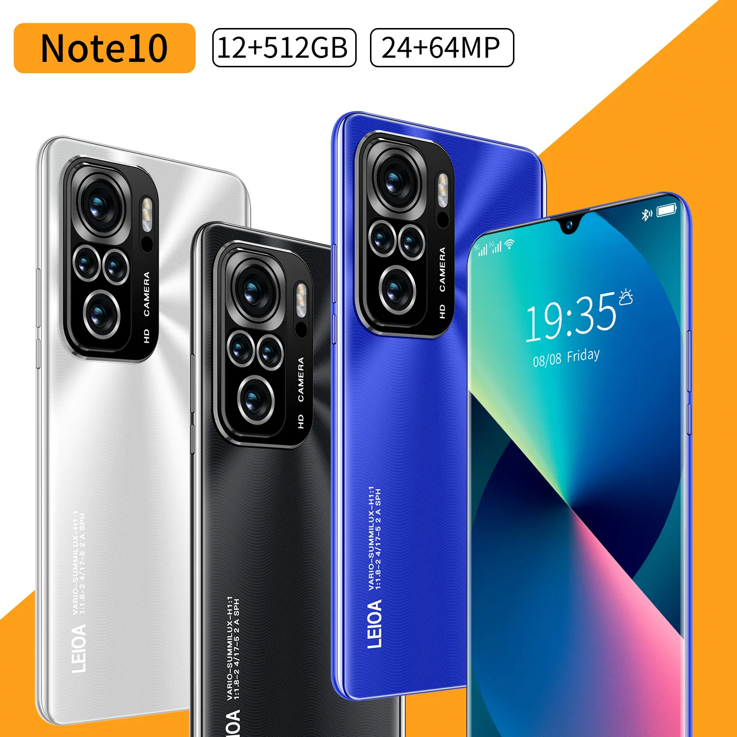 

NEW Note10 7.2Inch FHD 1440*3040 MTK6595 CPU 12+512GB 24+64MP 5000mAH Android Global Version Unlocked Dual Card Mobile Phone