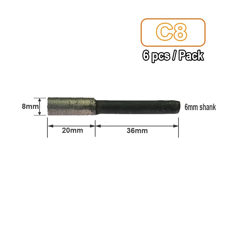 

Шлифовальные головки алмазные цилиндрические RAMS BRALIN 6 шт., 6-16 мм