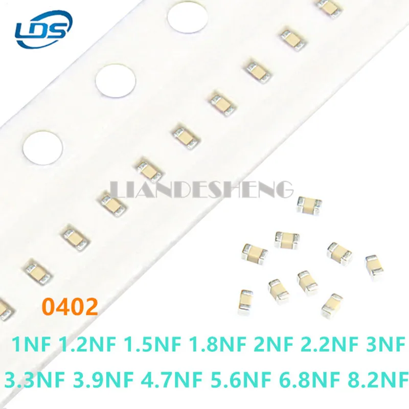 100 шт., керамический конденсатор SMD 0402 1 нФ НФ 2 НФ 3 НФ
