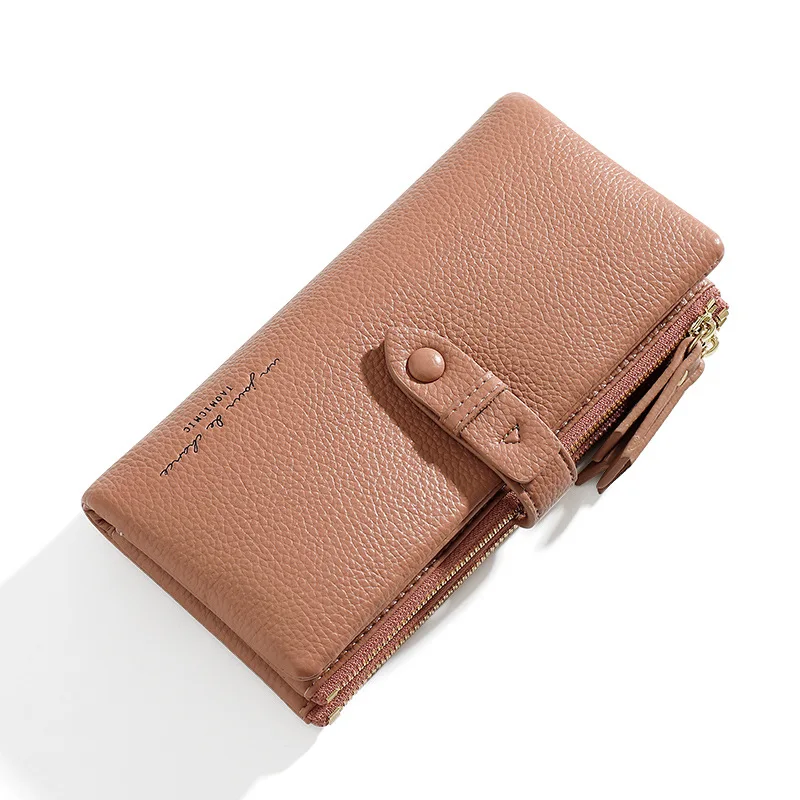 

Ladies Long Zipper Tri-fold Wallet Korean Version Simple Multi-card Soft Leather Pu Wallet Credit Card Cash Wallet