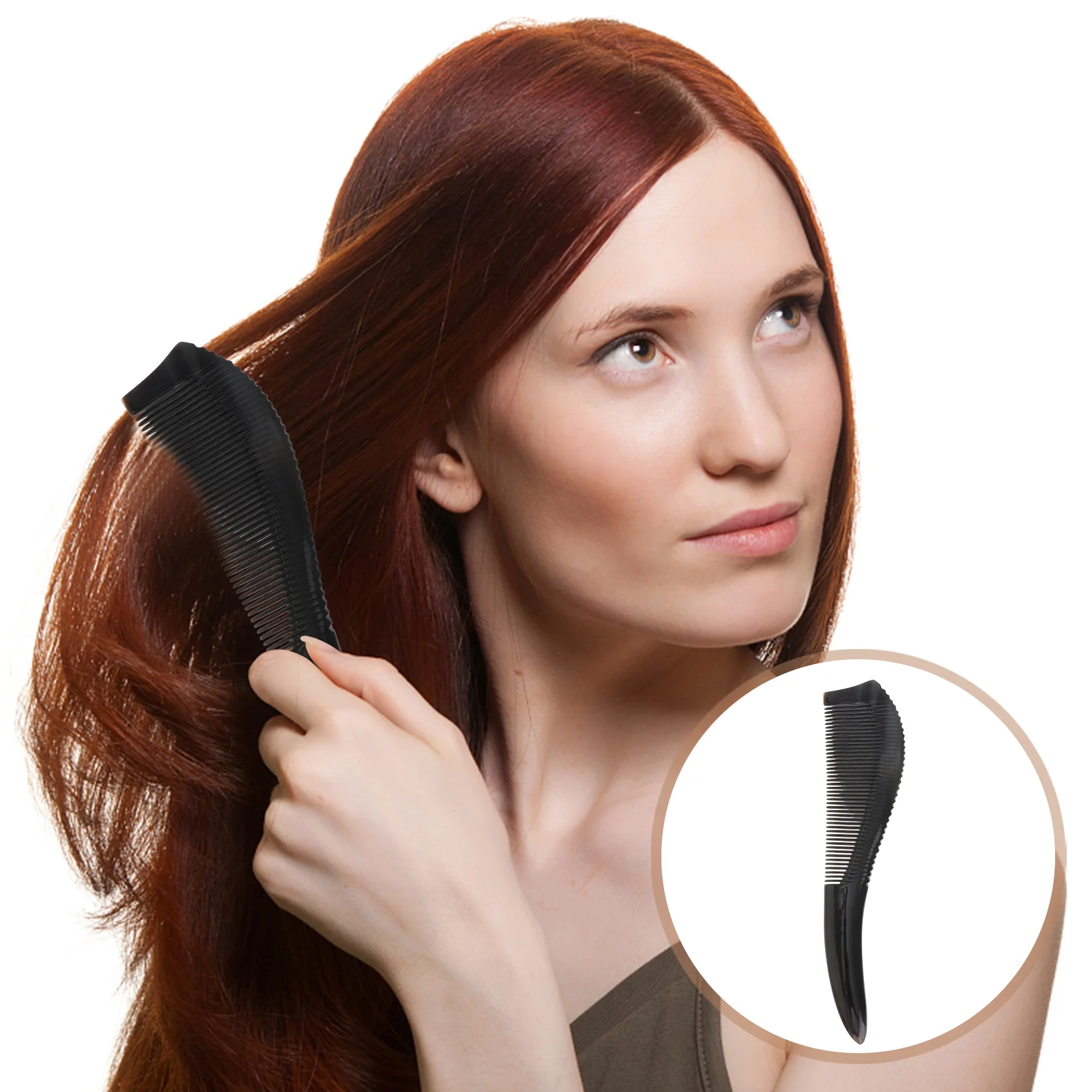 

1pc Natural Ox Horn Comb Portable Scraping Comb Anti-static Hair Comb