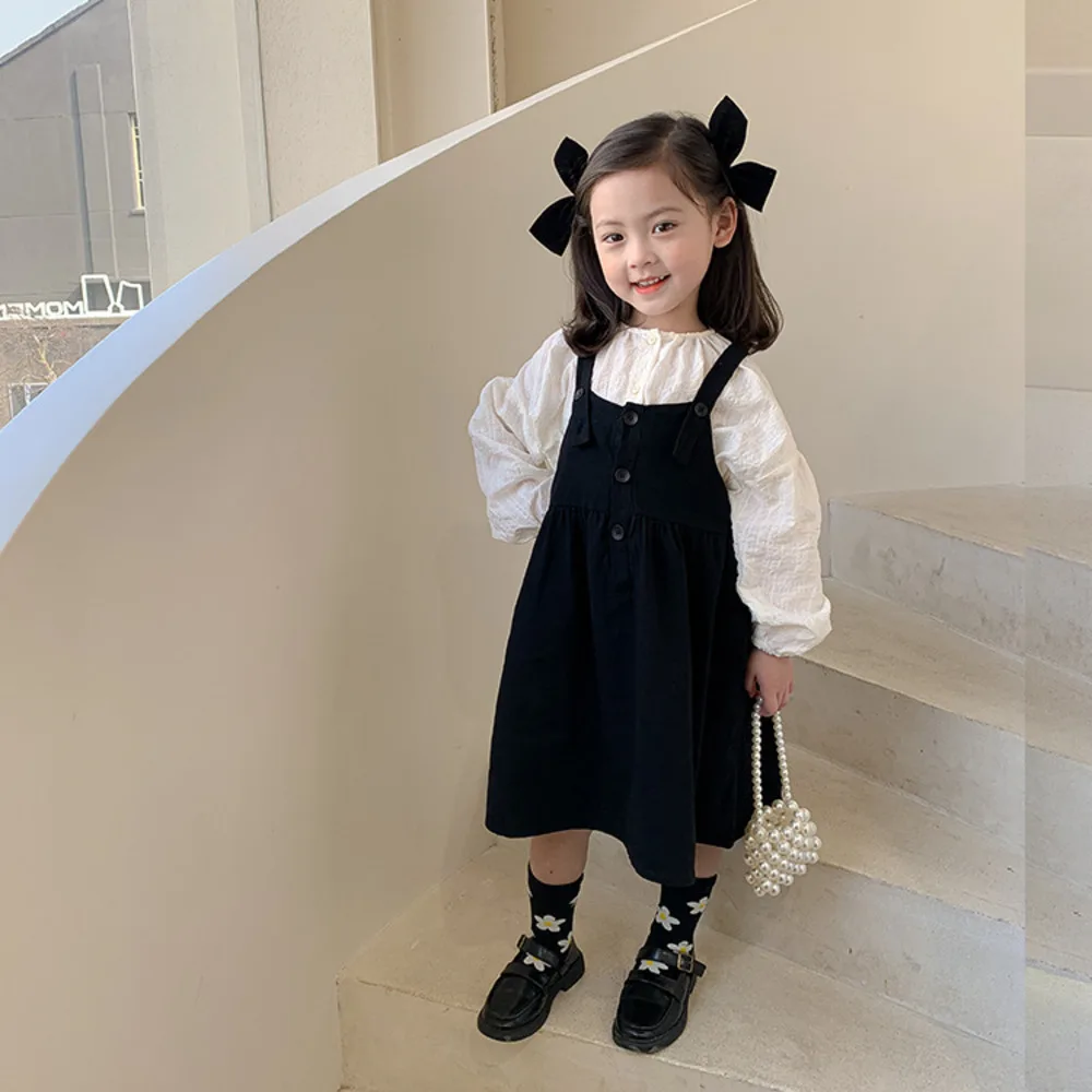 

Костюм Весенний однотонный из юбки и юбки на подтяжках для маленьких девочек