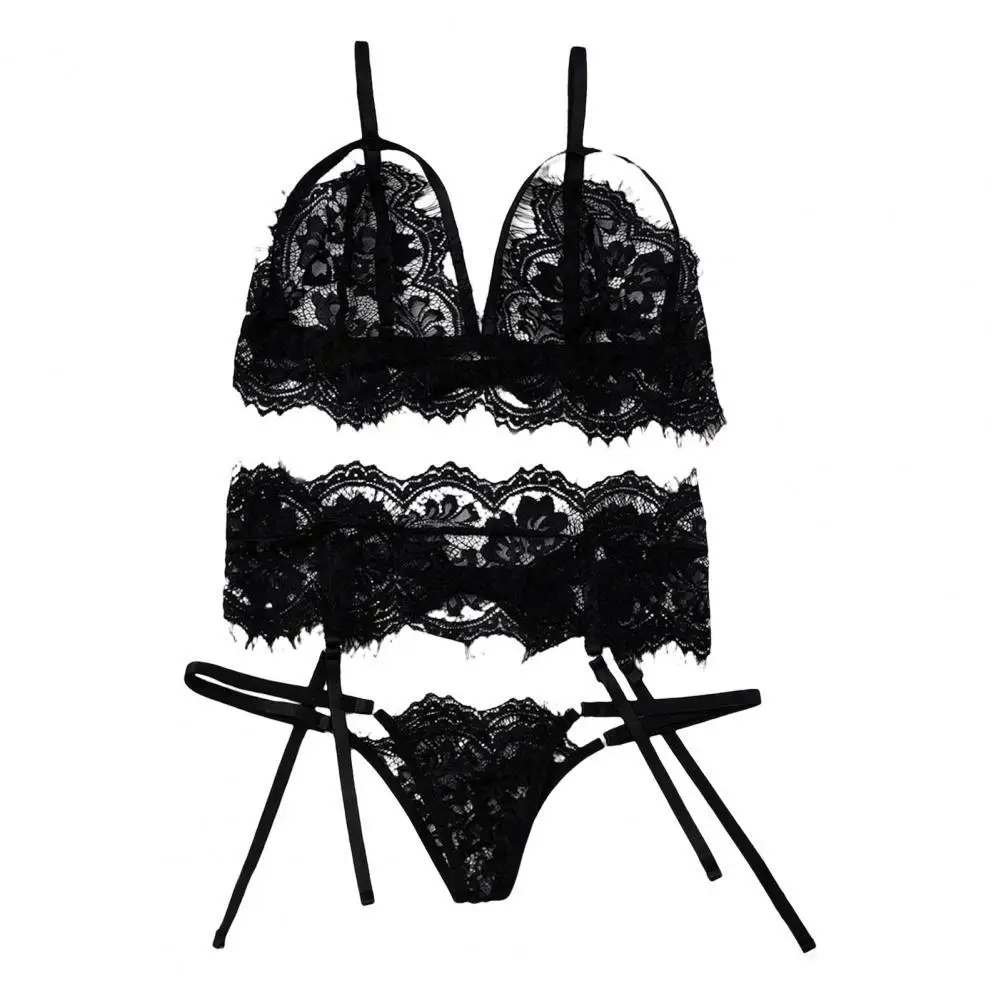 

3 Pcs/Set Lady Underwear Pure Colors Three-piece Adjustable Underwear Suit Female Intimacy Garment