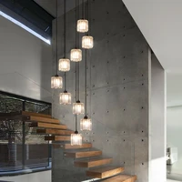 stair chandelier long chandelier nordic creative personality light luxury high end villa duplex staircase rotating living room c