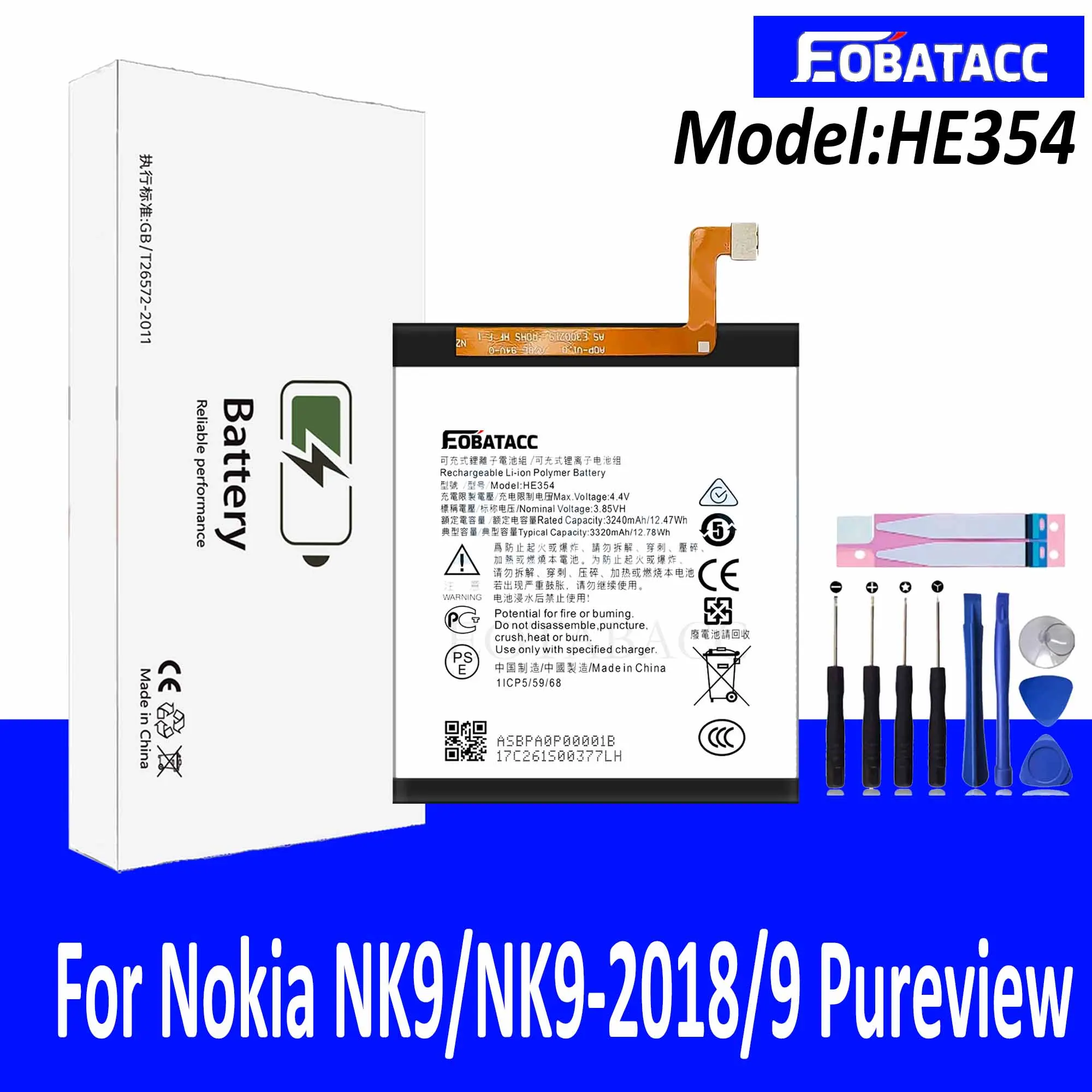 EOTABACC 100% оригинальный новый сменный аккумулятор HE354 для Nokia NK9/NK9-2018/9 Pureview телефона +